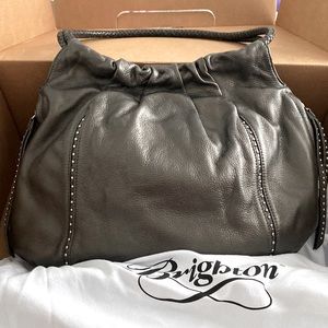 Brighton Greta hobo handbag, amazing details in a gorgeous pewter grey leather!